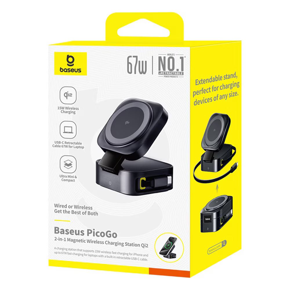 Безжично зарядно устройство за мрежа Baseus PicoGo 2in1, 67W, 3A, 1 x USB-C, Черно P10276800123-00
