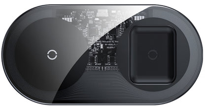 Безжично зарядно устройство Baseus Simple 2in1, 15W, 1.67A, Прозрачно WXJK-A01