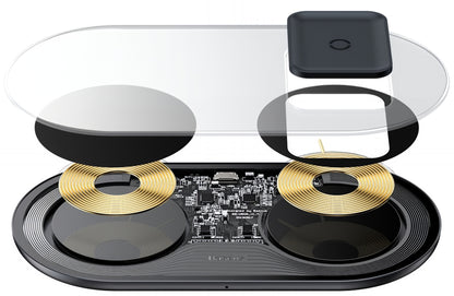 Безжично зарядно устройство Baseus Simple 2in1, 15W, 1.67A, Прозрачно WXJK-A01