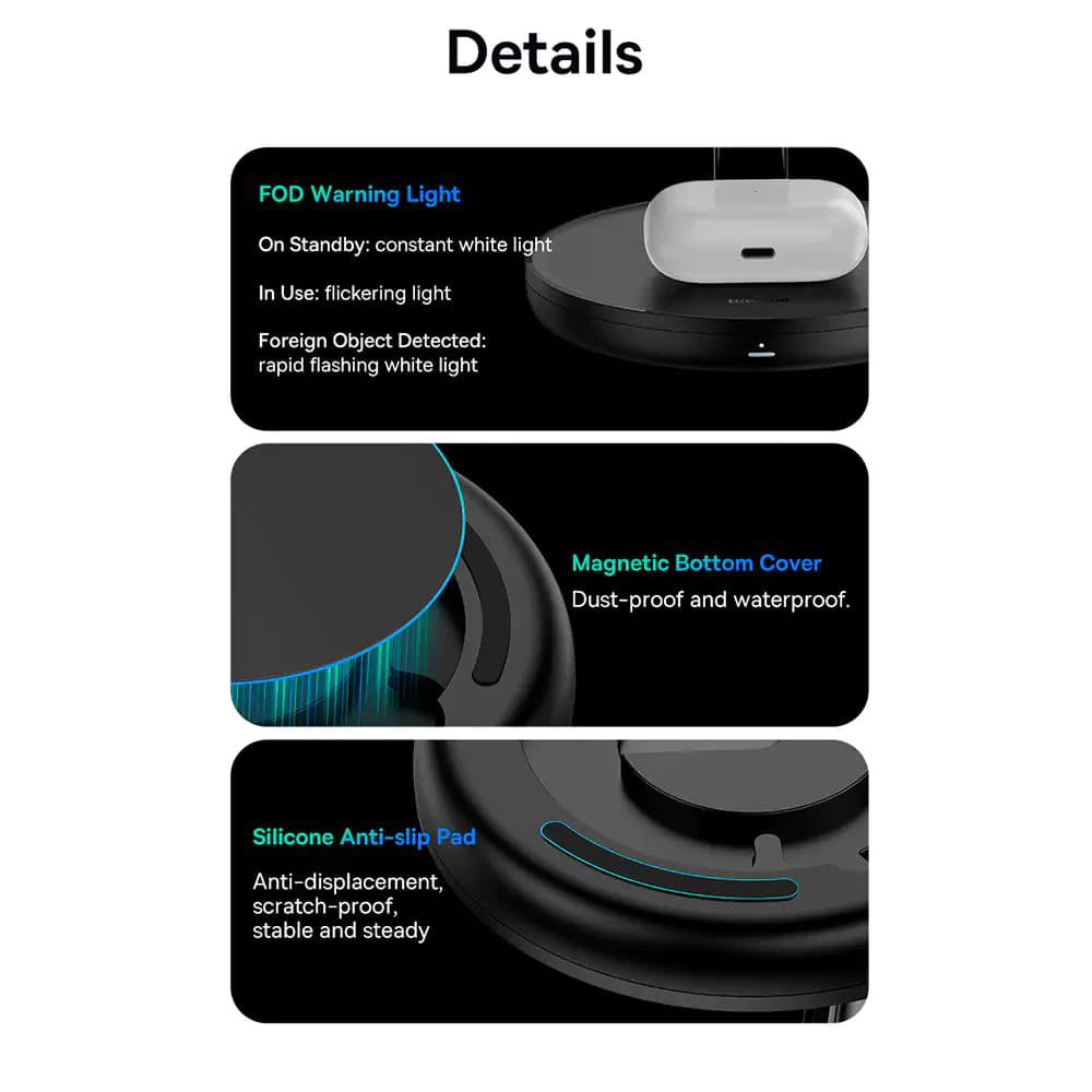 Безжично зарядно устройство за мрежа Baseus Swan 3in1, 20W, 1.67A, P10221302113-Z1