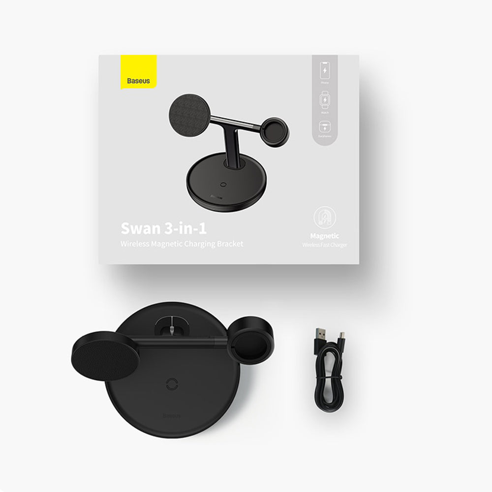 Безжично зарядно устройство за мрежа Baseus Swan 3in1, 20W, 1.67A, P10221302113-Z1
