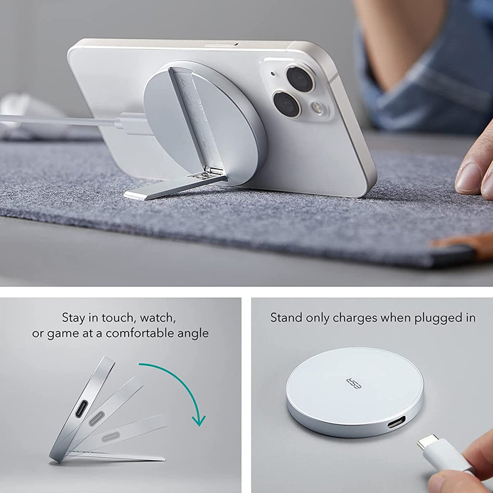 Безжично зарядно устройство за мрежа ESR HaloLock, 15W, 1.67A, Бяло