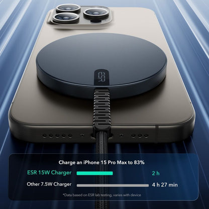 Безжично зарядно устройство за мрежа ESR HaloLock, 15W, 1.67A, Черно