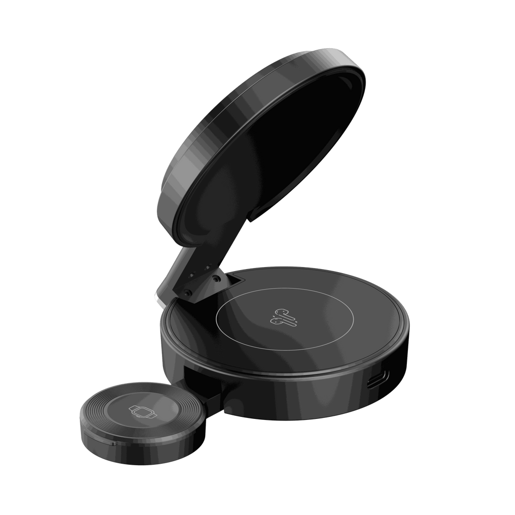 Безжично зарядно устройство за мрежа HAVIT W3100 3в1, 15W, 1.67A, Черно