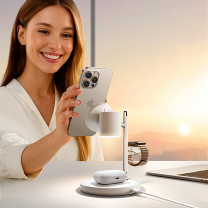 Безжично зарядно устройство Joyroom JR-W23 3в1, 15W, 1.67A, Бяло