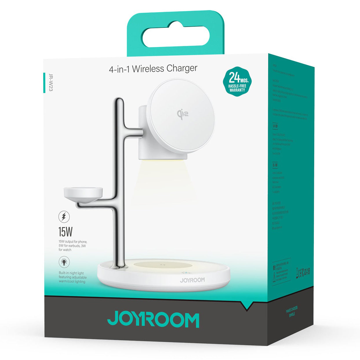 Безжично зарядно устройство Joyroom JR-W23 3в1, 15W, 1.67A, Бяло