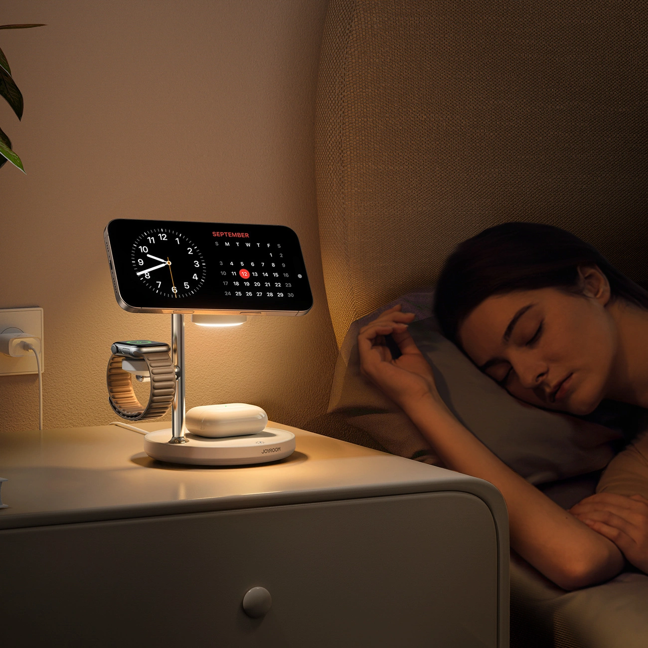 Безжично зарядно устройство Joyroom JR-W23 3в1, 15W, 1.67A, Бяло