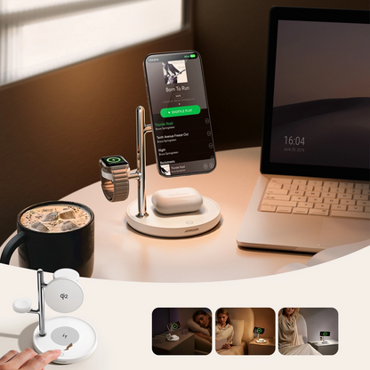 Безжично зарядно устройство Joyroom JR-W23 3в1, 15W, 1.67A, Бяло