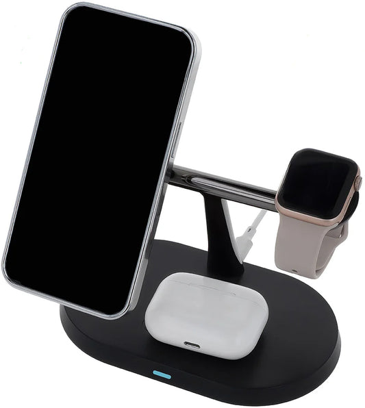 Безжично зарядно устройство за мрежа MaXlife MXWC-03 3в1, 15W, 1.67A, Черно