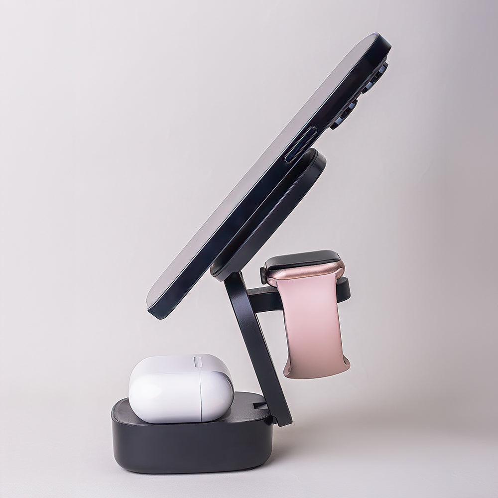 Безжично зарядно устройство за мрежа MaXlife MXWC-06 3в1, 15W, 1.67A, Черно