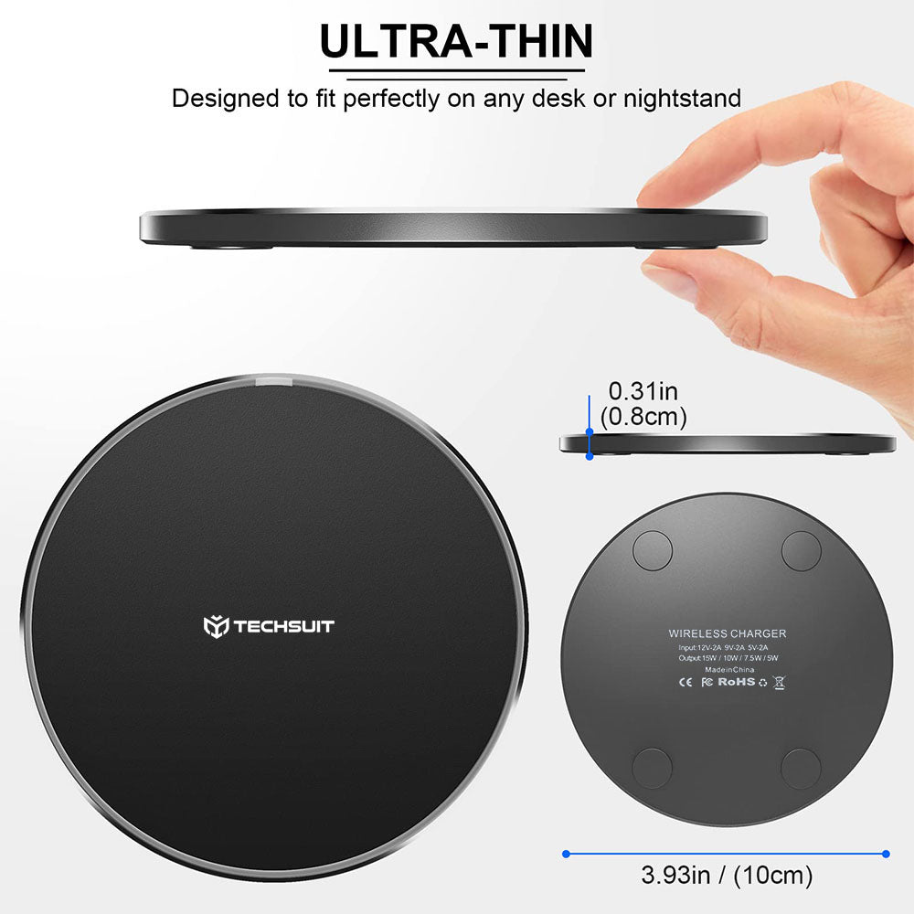 Techsuit CHWR031 Premium Wireless Network Charger, 15W, 1.67A, Black