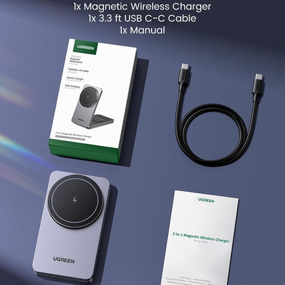 Безжично зарядно устройство за мрежа UGREEN W528 2in1, 20W, 1.67A, Бяло