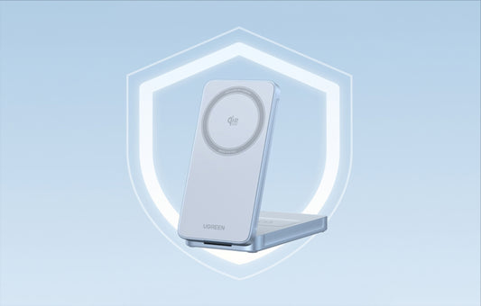 Безжично зарядно устройство за мрежа UGREEN MagFlow 2in1, 25W, Синьо