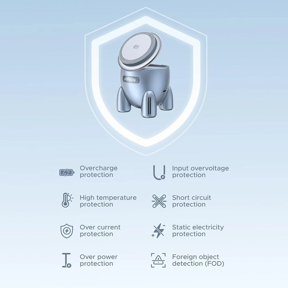 UGREEN W713 2in1 25W Wireless Network Charger, Blue