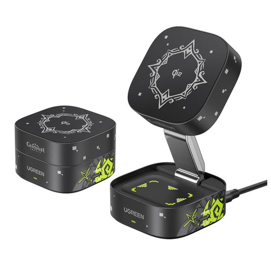 Безжично зарядно устройство за мрежа UGREEN Genshin Impact Ed.W702 2в1, 25W, 1.67A, 1 x USB-C, Черно