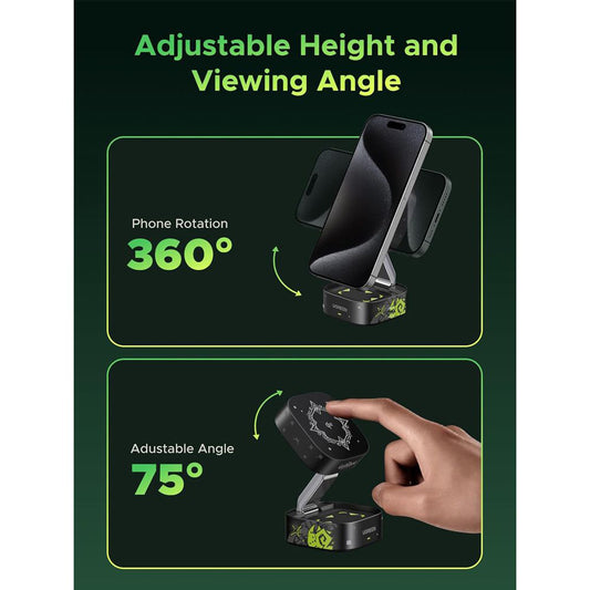 Безжично зарядно устройство за мрежа UGREEN Genshin Impact Ed.W702 2в1, 25W, 1.67A, 1 x USB-C, Черно