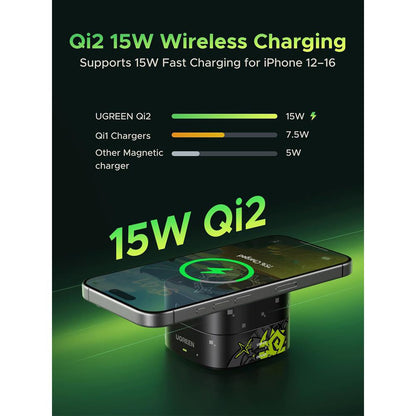 UGREEN Genshin Impact Edition W702 2-in-1 Wireless Network Charger, 25W, 1.67A, 1 x USB-C, Black