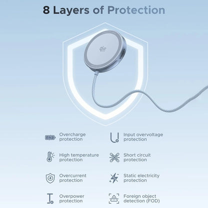 Безжично зарядно устройство за мрежа UGREEN MagFlow, 25W, Синьо