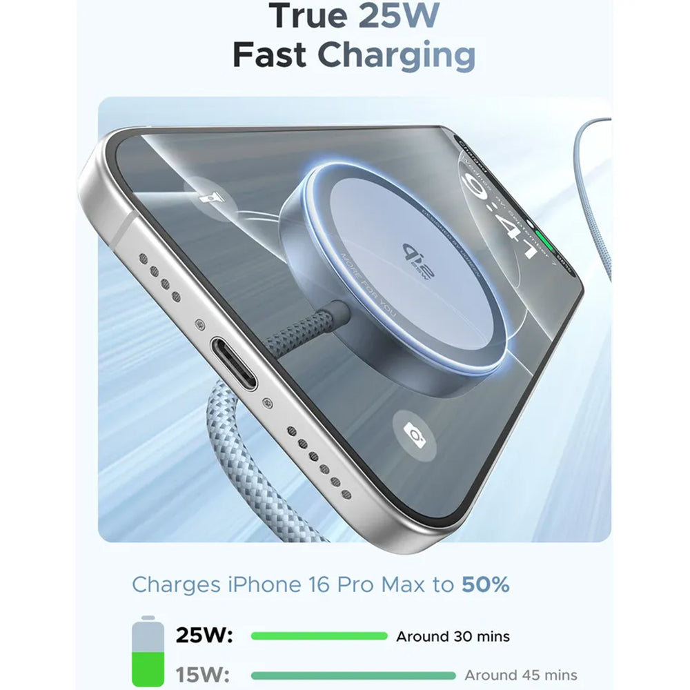 Безжично зарядно устройство за мрежа UGREEN MagFlow, 25W, Синьо