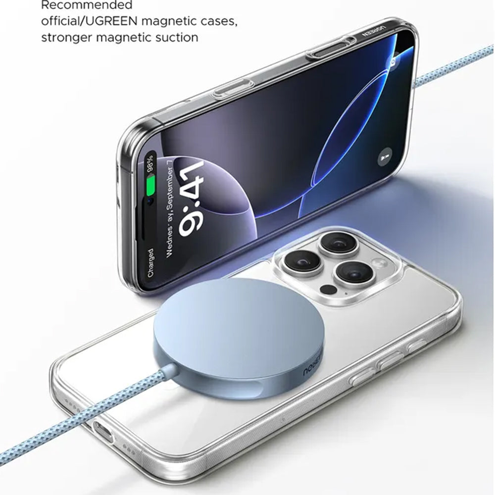 Безжично зарядно устройство за мрежа UGREEN MagFlow, 25W, Синьо