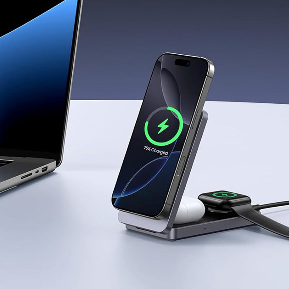 Безжично зарядно устройство за мрежа UGREEN W707 3в1, 25W, 1.67A, Сиво