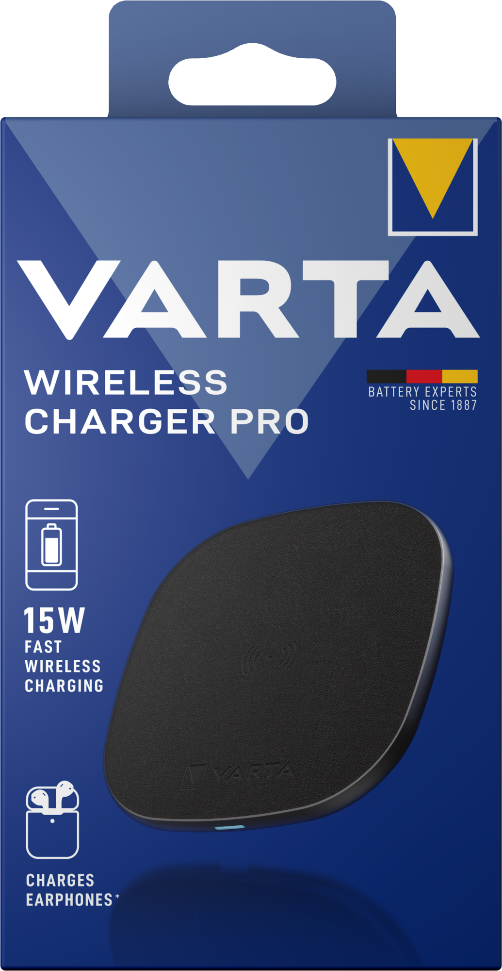 Безжично мрежово зарядно устройство Varta Pro, 15 W, 1,67 A, черно