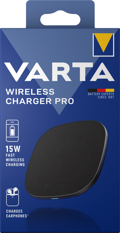 Безжично мрежово зарядно устройство Varta Pro, 15 W, 1,67 A, черно