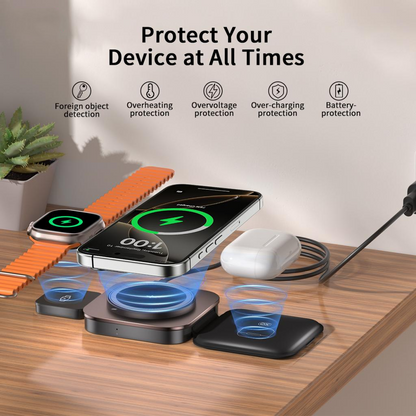 Wireless Network Charger XO Design CX035 3in1, 15W, 1.67A, Black, Resealed