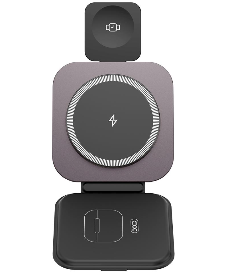 Безжично зарядно устройство за мрежа XO Design CX035 3в1, 15W, 1.67A, Черно