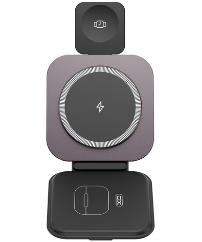 Безжично зарядно устройство за мрежа XO Design CX035 3в1, 15W, 1.67A, Черно