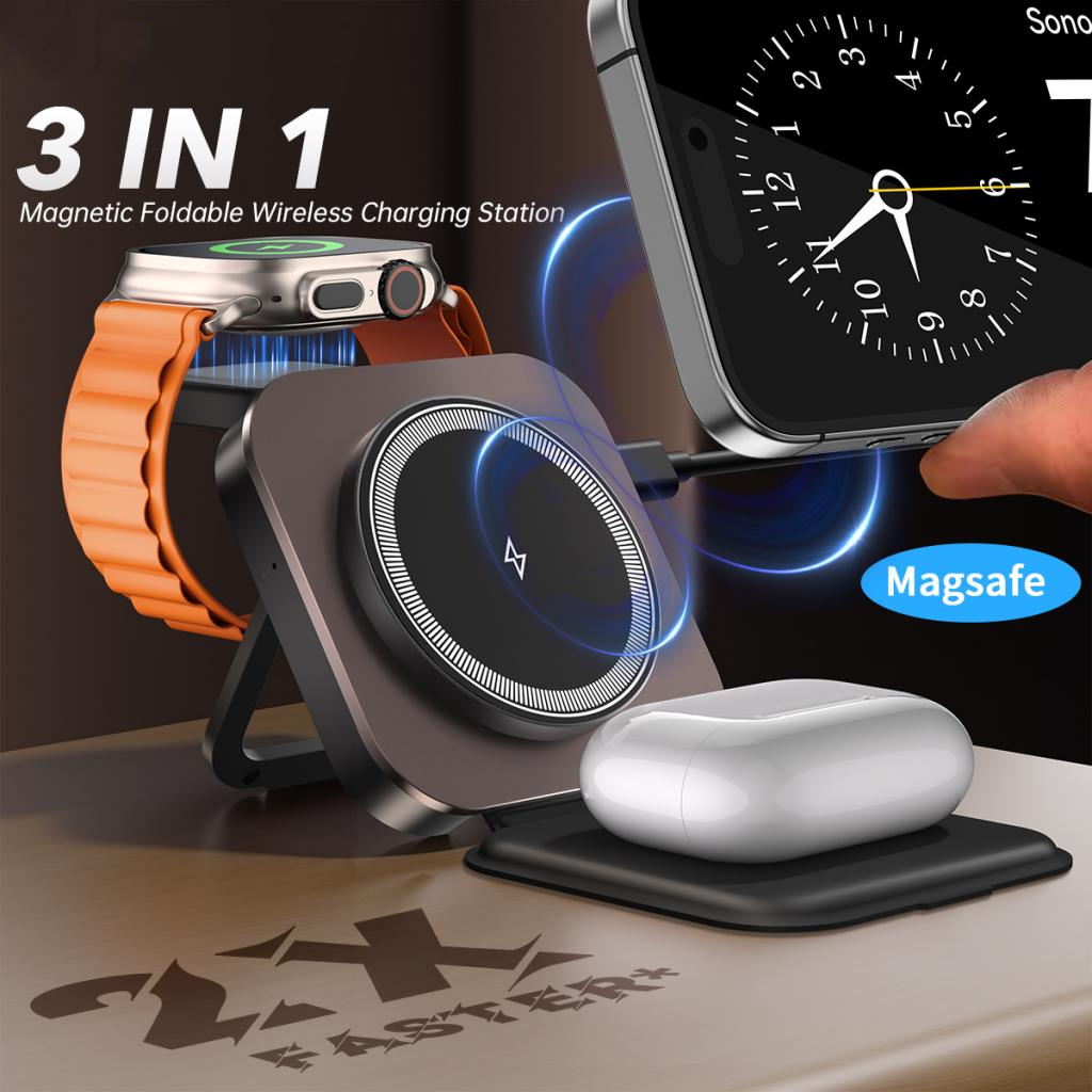 Безжично зарядно устройство за мрежа XO Design CX035 3в1, 15W, 1.67A, Черно