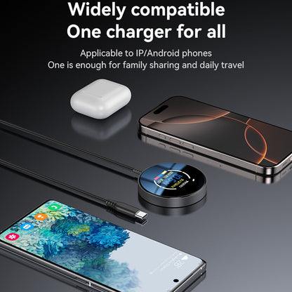 Безжично зарядно устройство за мрежа Yesido DS28 Display, 15W, 1.67A, Черно