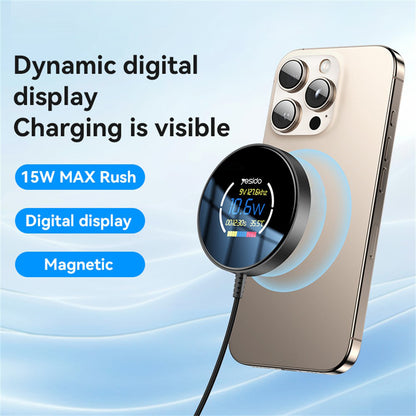 Безжично зарядно устройство за мрежа Yesido DS28 Display, 15W, 1.67A, Черно