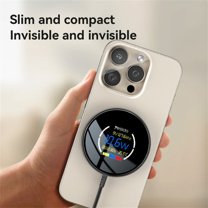 Безжично зарядно устройство за мрежа Yesido DS28 Display, 15W, 1.67A, Черно