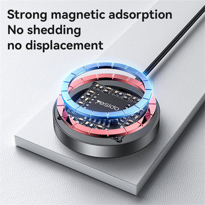 Безжично зарядно устройство за мрежа Yesido DS28 Display, 15W, 1.67A, Черно