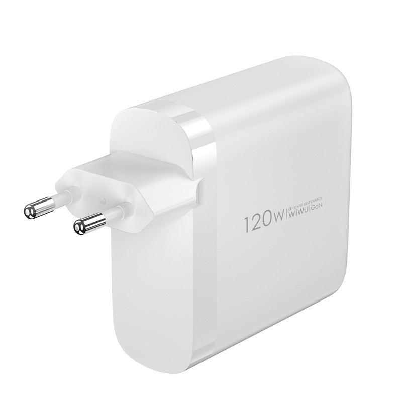 Мрежово зарядно устройство WiWu Wi-U020, 120W, 3A, 1 x USB-A - 3 x USB-C, бяло 