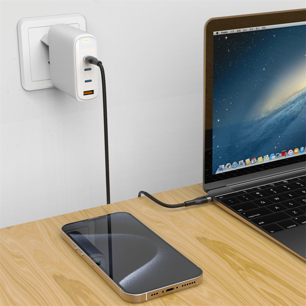 Мрежово зарядно устройство WiWu Wi-U020, 120W, 3A, 1 x USB-A - 3 x USB-C, бяло 