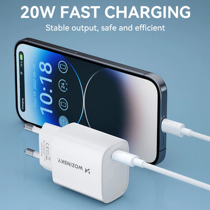 Зарядно устройство за мрежа WZK WGWCCW, 20W, 3A, 1 x USB-C, бяло