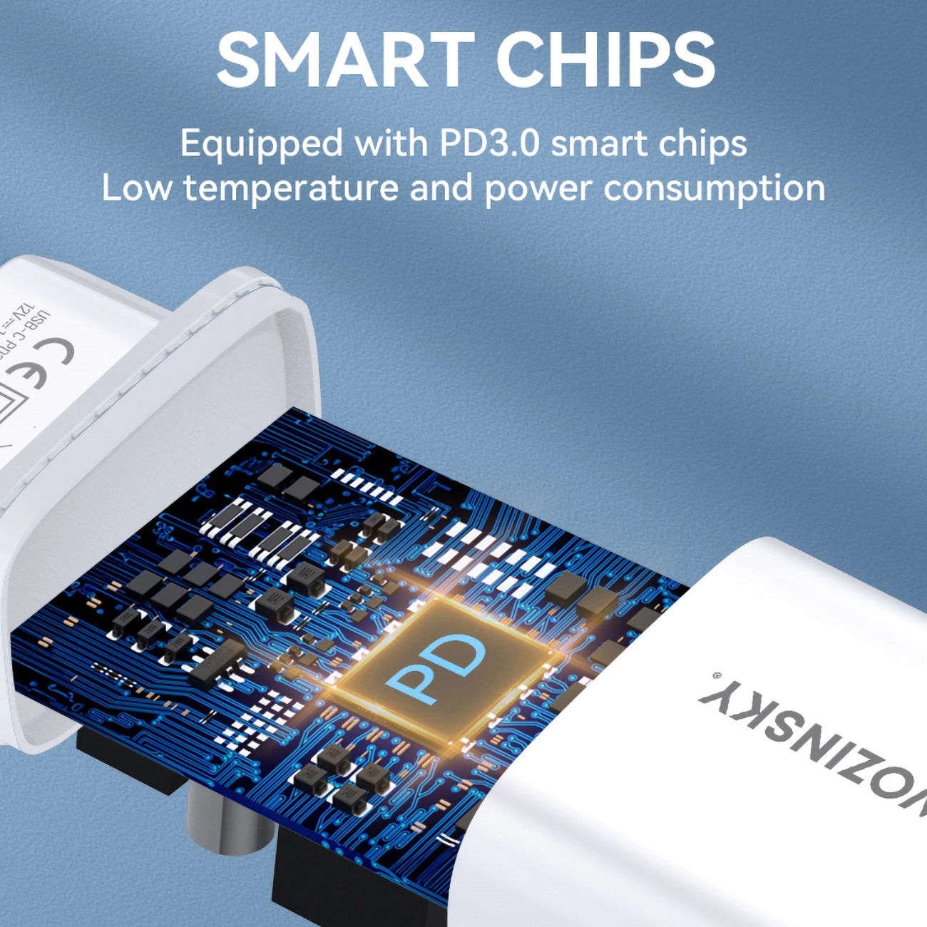 Зарядно устройство за мрежа WZK WGWCCW, 20W, 3A, 1 x USB-C, бяло