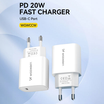 Зарядно устройство за мрежа WZK WGWCCW, 20W, 3A, 1 x USB-C, бяло