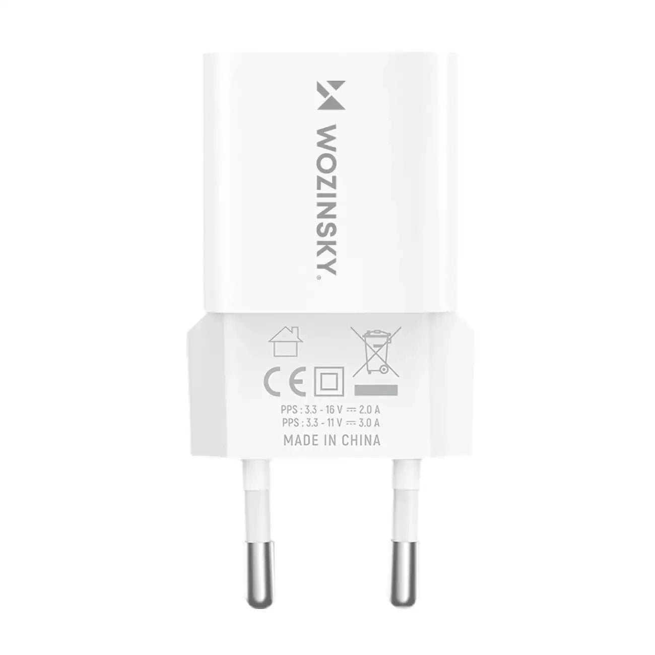 Зарядно за мрежа WZK WWCEAC, 33W, 3A, 1 x USB-A - 1 x USB-C, Бяло