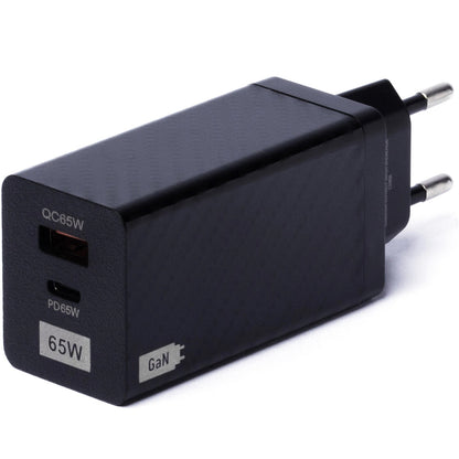 Мрежово зарядно устройство WZK WWCG01, 65W, 3A, 1 x USB-A - 1 x USB-C, черно 