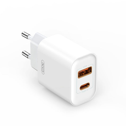 XO Design BPCE12 Network Charger, 20W, 3A, 1 x USB-A - 1 x USB-C, White