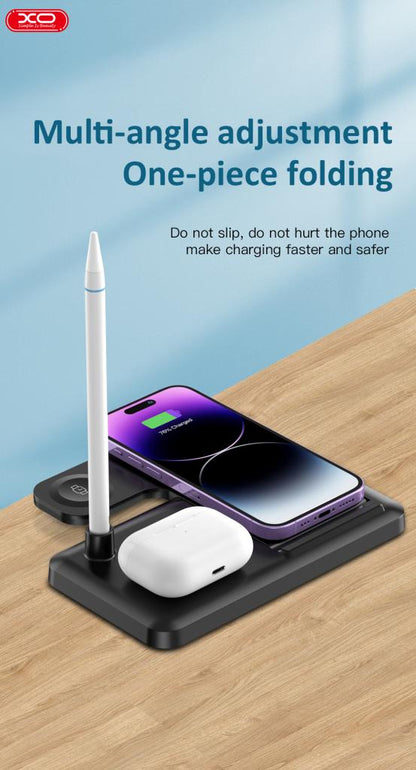 Безжично зарядно устройство за мрежа XO Design WX033 4в1, 15W, 1.67A, Черно
