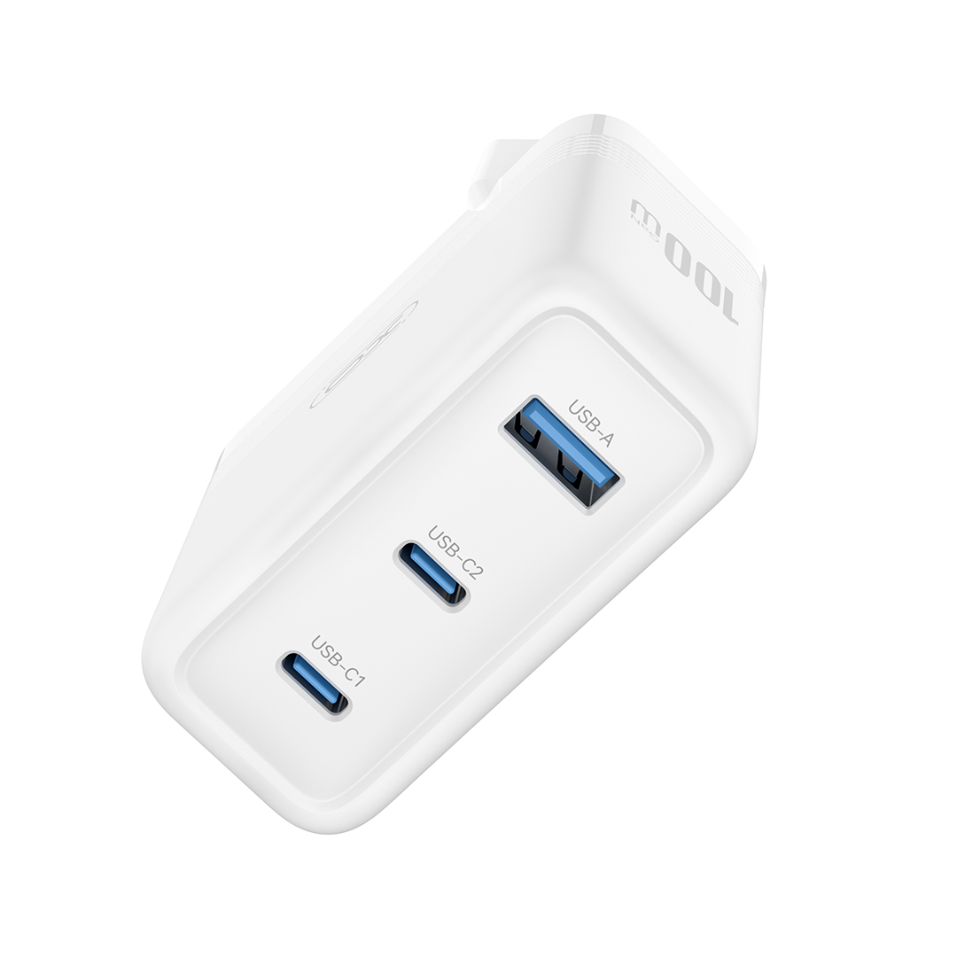 Зарядно устройство за мрежа XO Design CE35, 100W, 5A, 1 x USB-A - 2 x USB-C, Бяло