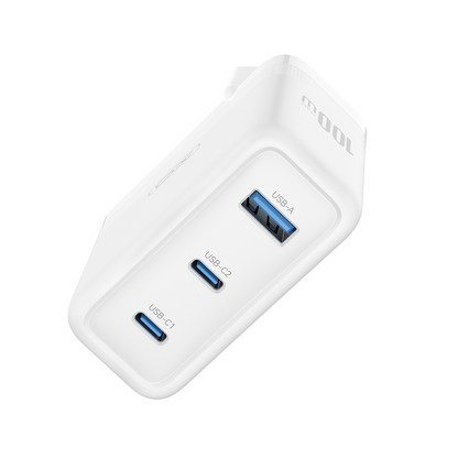 Зарядно устройство за мрежа XO Design CE35, 100W, 5A, 1 x USB-A - 2 x USB-C, Бяло