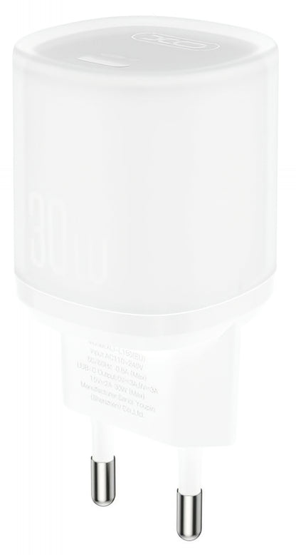 Зарядно устройство за мрежа XO Design L150, 30W, 3A, 1 x USB-C, Бяло