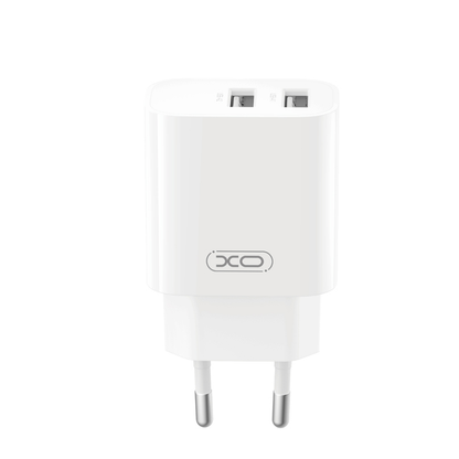 Мрежово зарядно XO Design CE55, 12 W, 2,4 A, 2 x USB-A, бяло