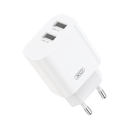 Мрежово зарядно XO Design CE55, 12 W, 2,4 A, 2 x USB-A, бяло
