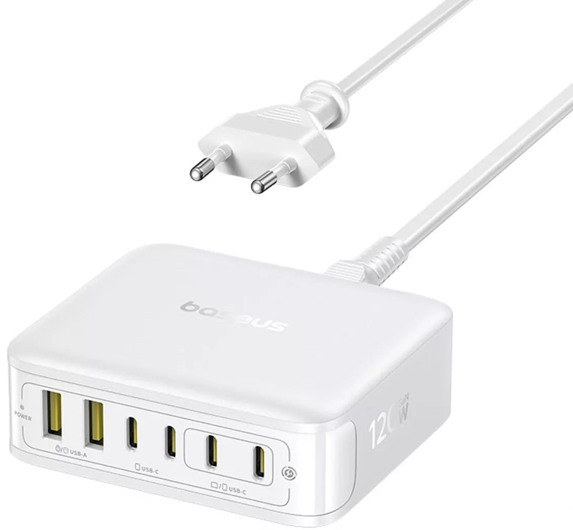 Зарядно устройство Baseus EnerFill FH21, 120W, 2 x USB-A - 4 x USB-C, бяло E0120T01